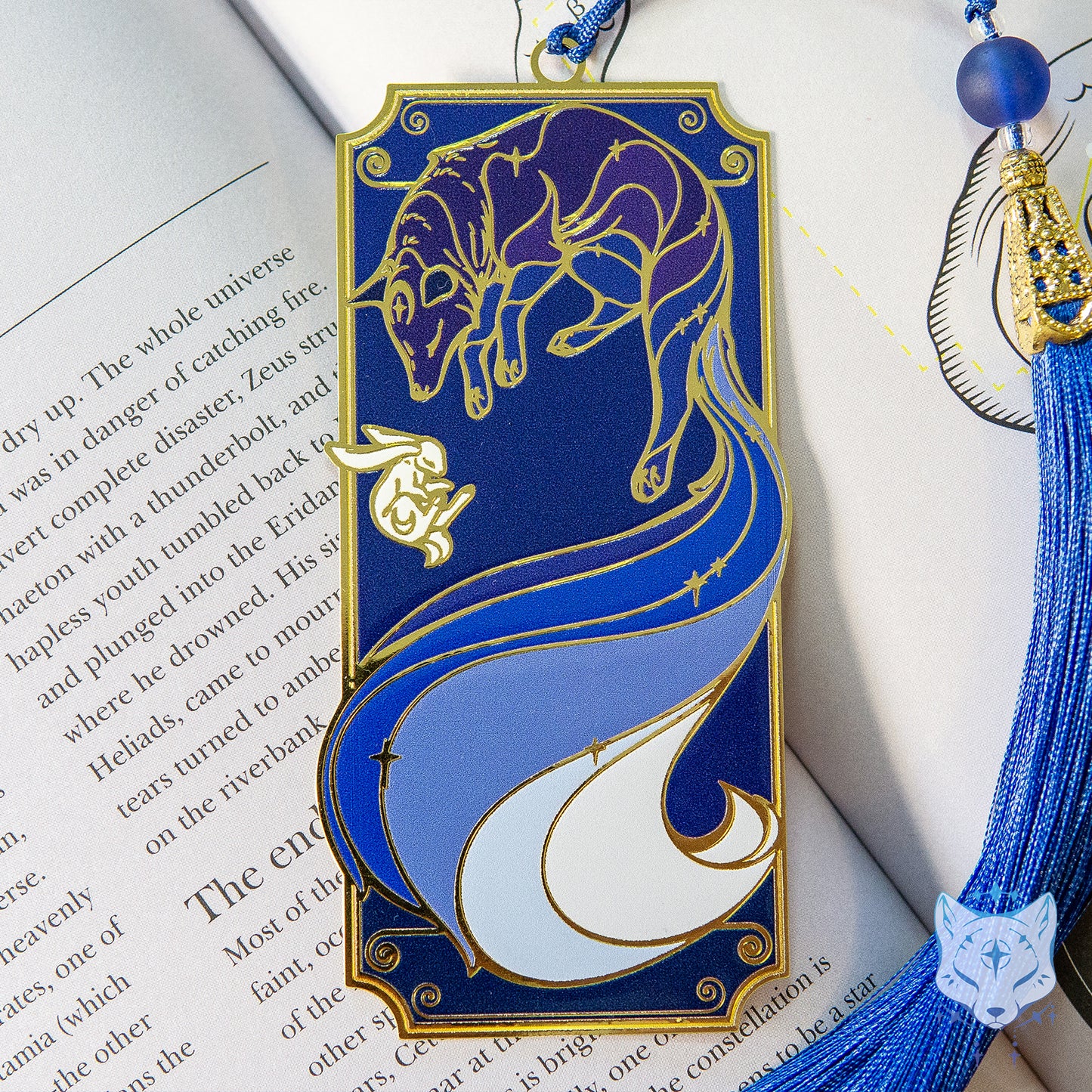 Blue Galaxy Fox Metal Bookmark - MARKED