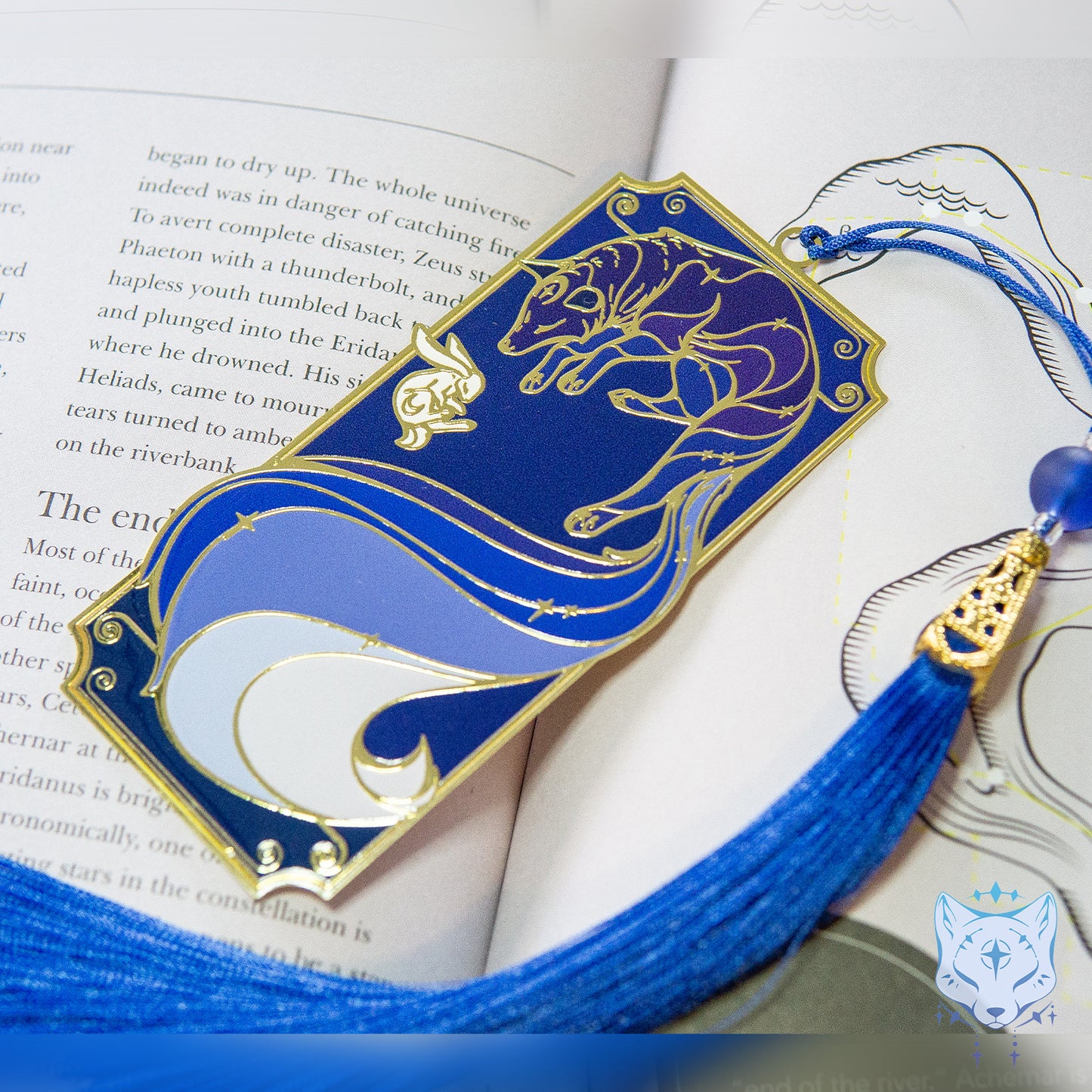 Blue Galaxy Fox Metal Bookmark - MARKED