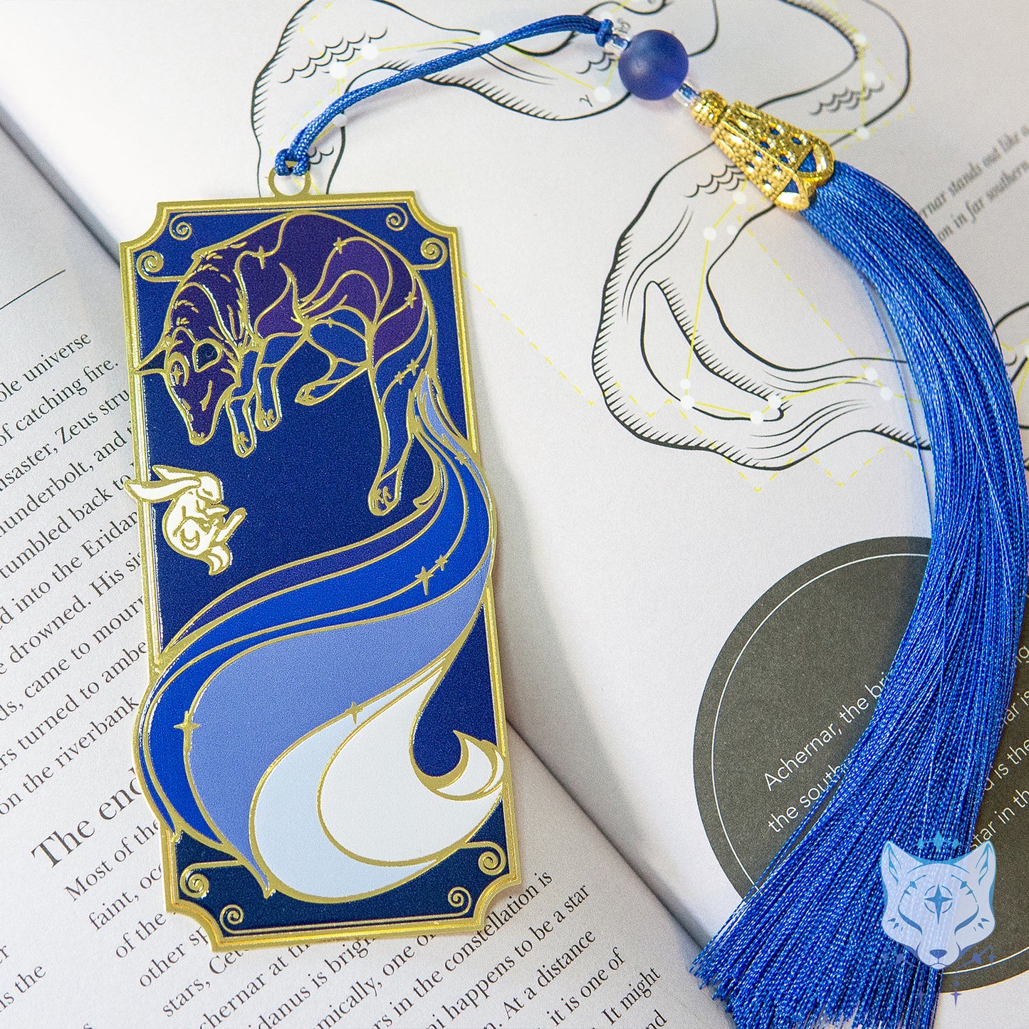Blue Galaxy Fox Metal Bookmark - MARKED
