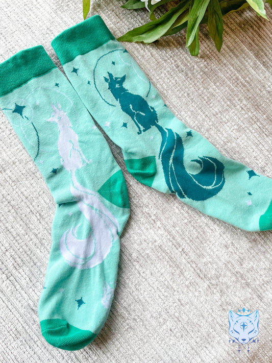 Teal Fox Socks