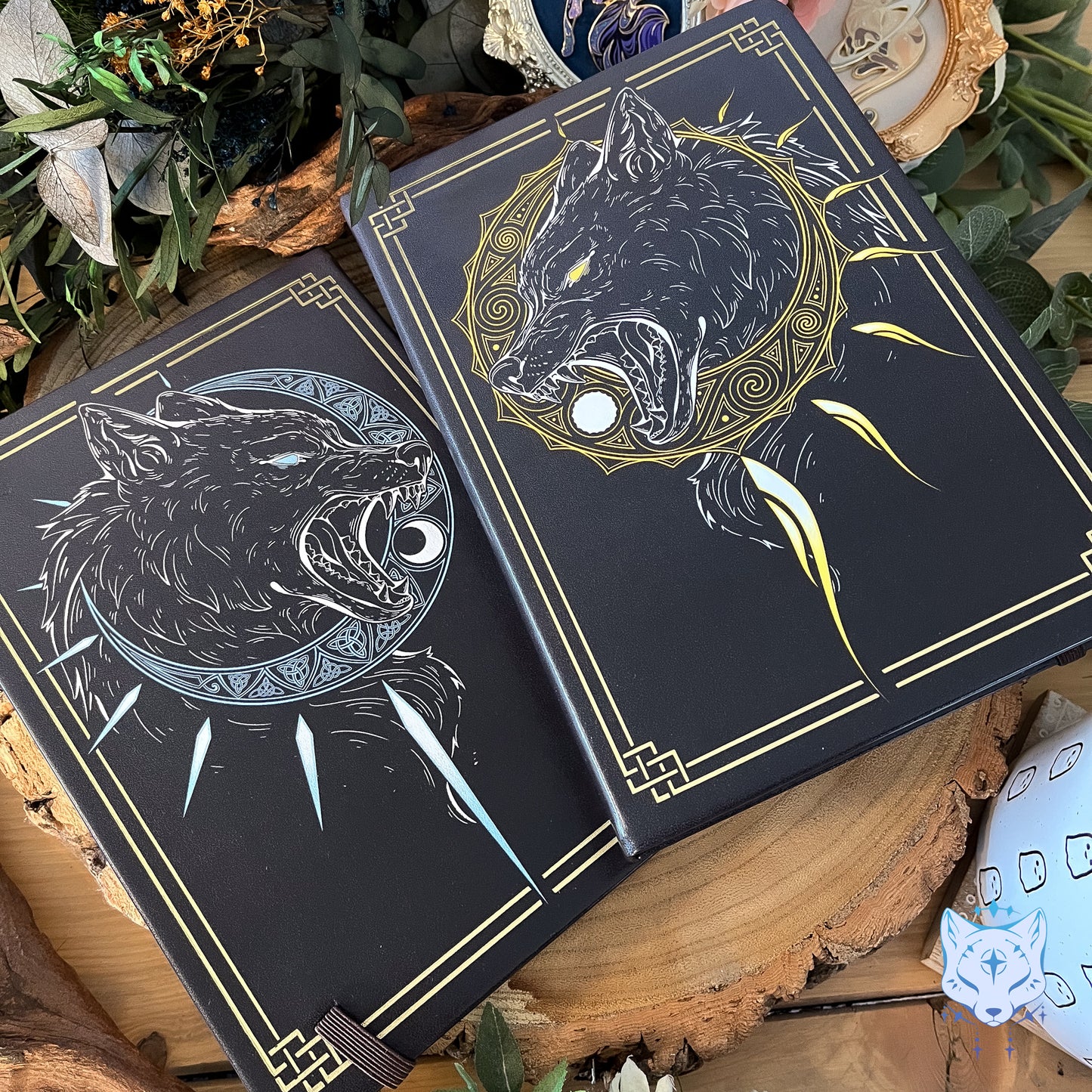 Norse Wolves - Sköll and Hati Hardback PU Leather Notebook