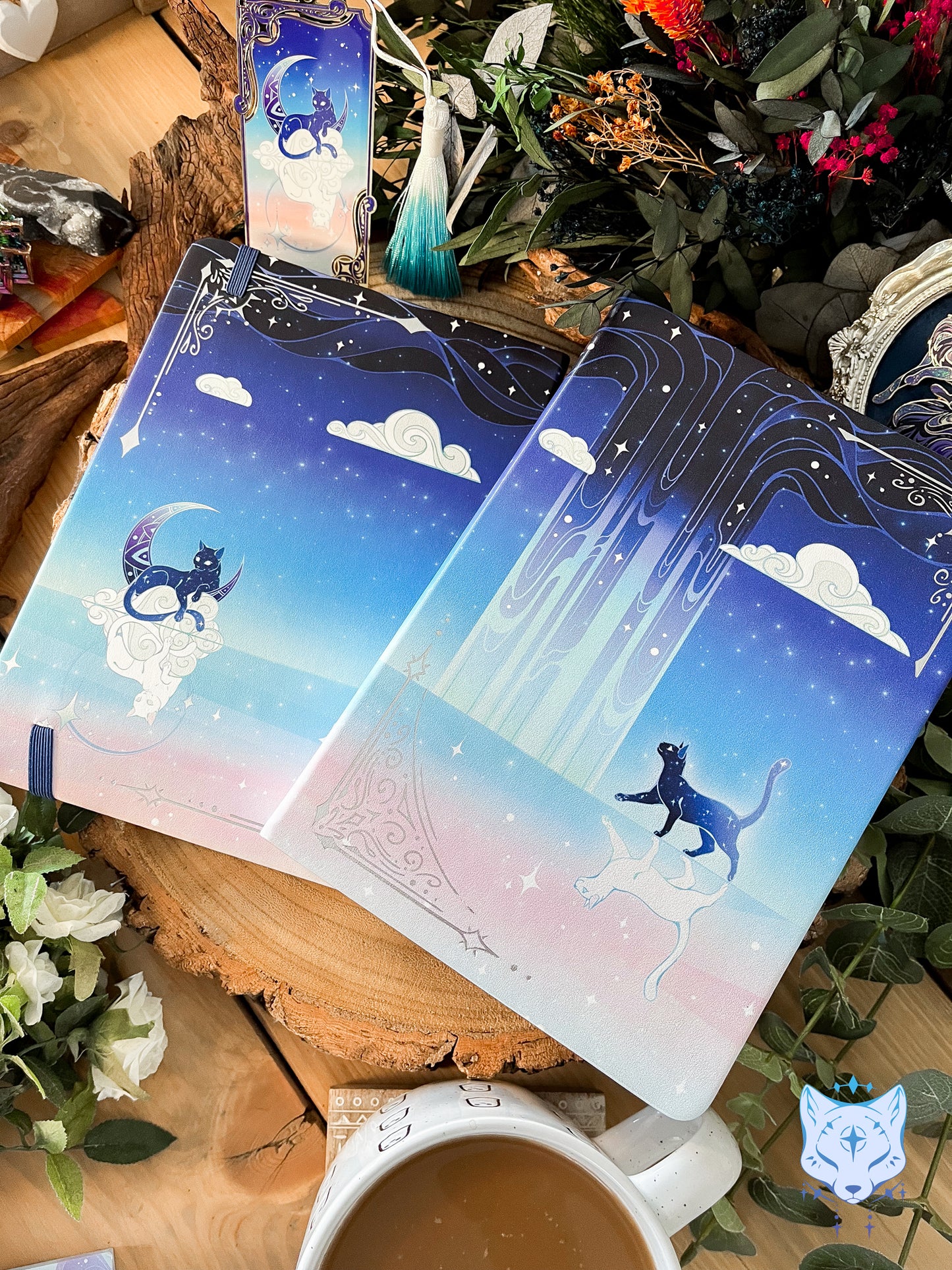 Celestial Cats - Hardback PU Leather Notebook