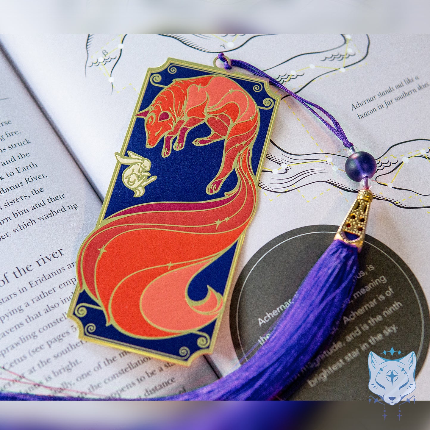 Red Galaxy Fox Metal Bookmark