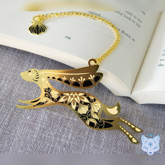 Floral Rabbit Metal Bookmark