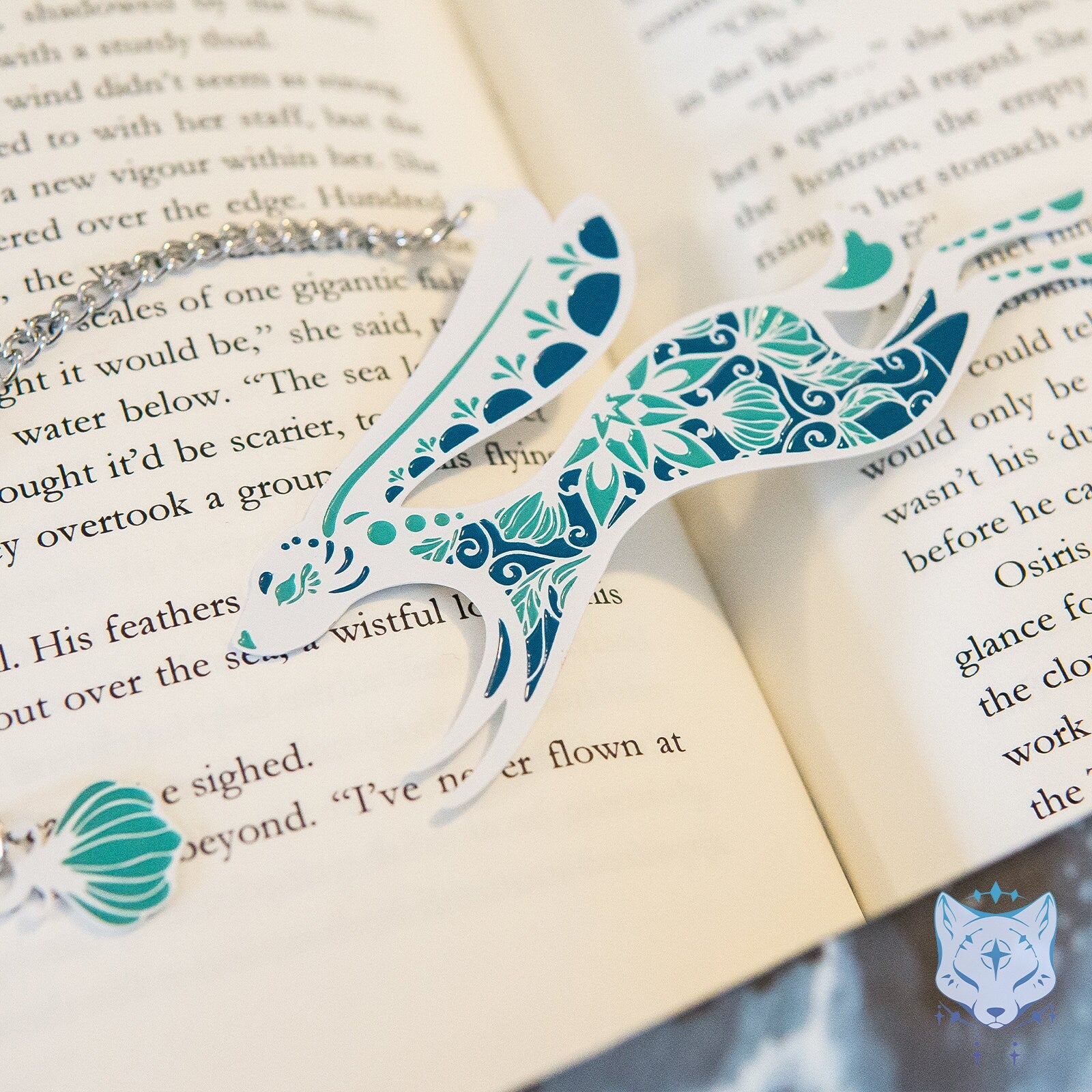 Floral Jade Rabbit Metal Bookmark
