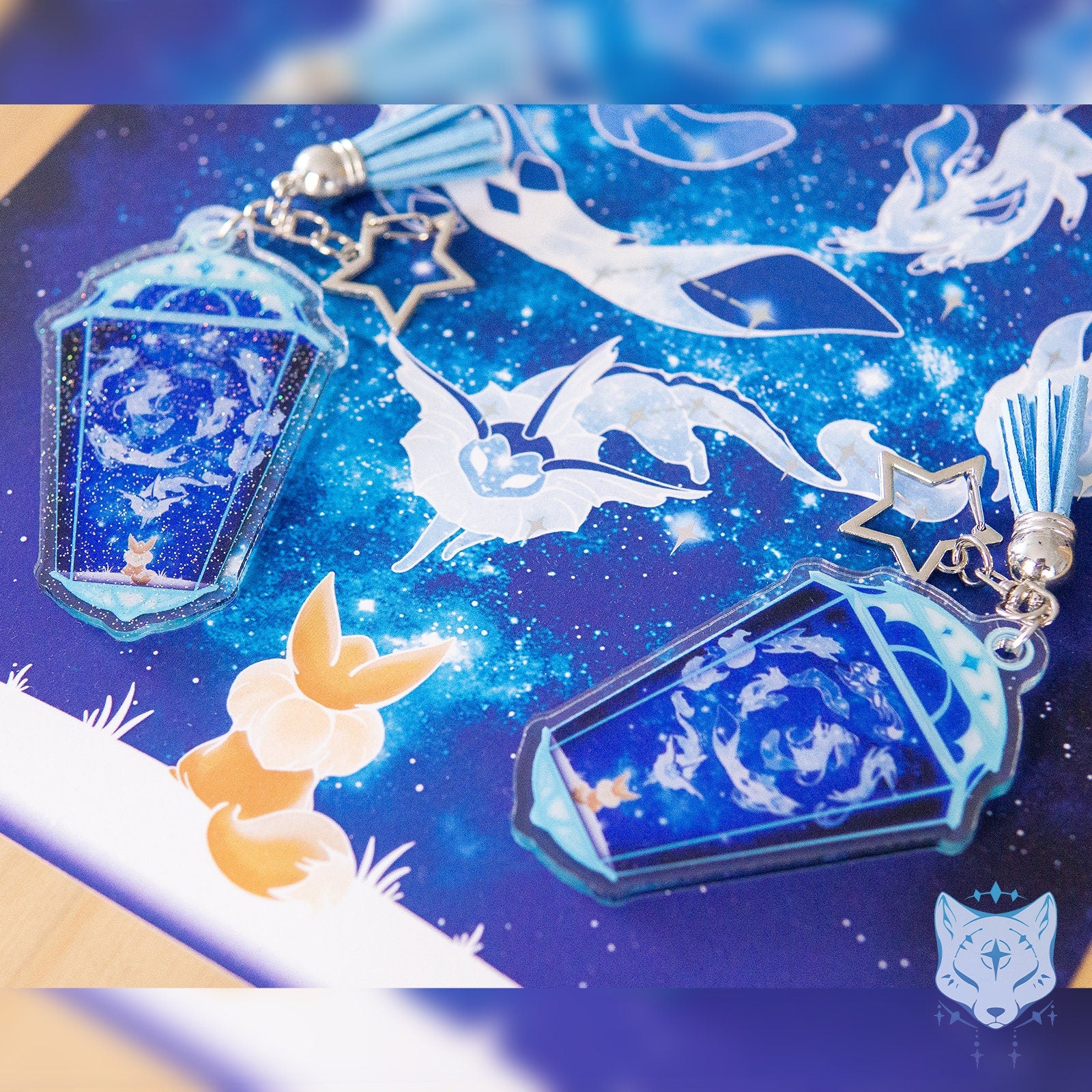 Eeveelution Galaxy Lantern Sided Keyring