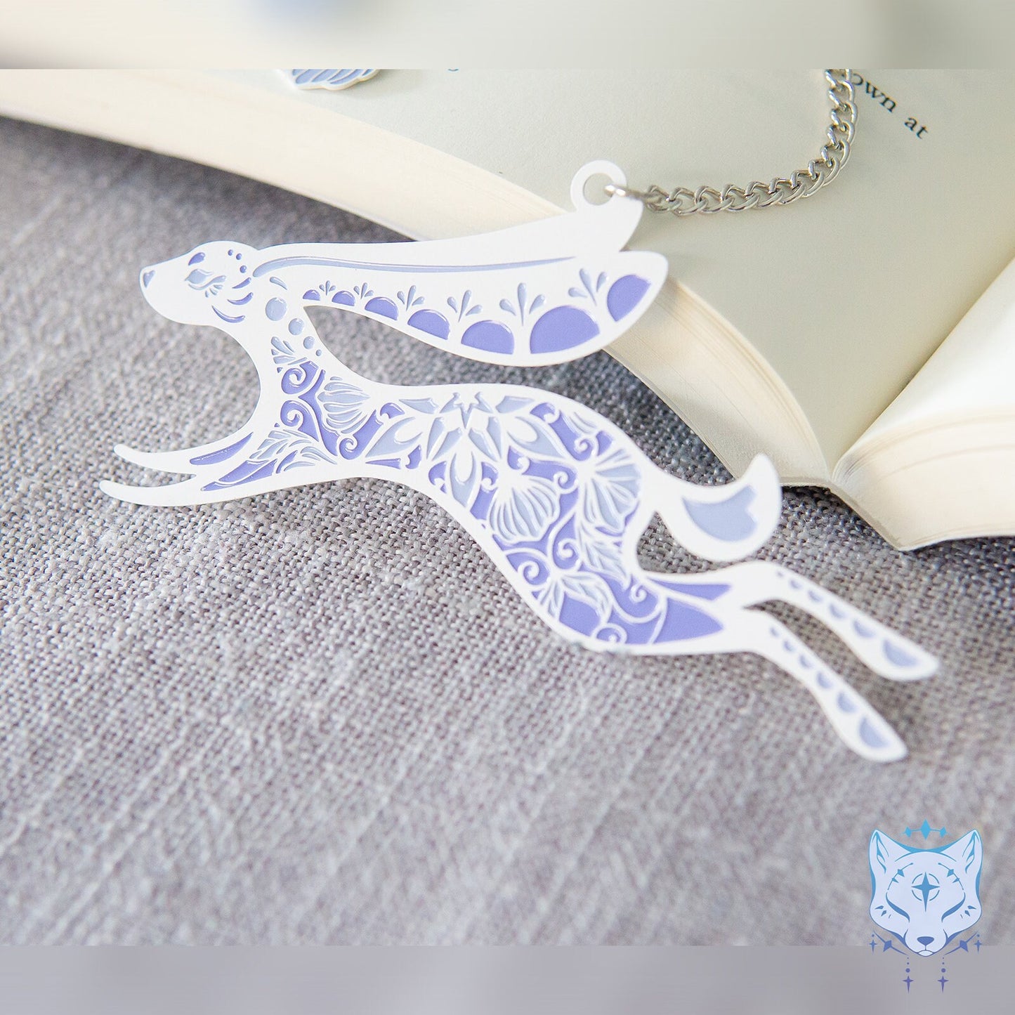 Floral Lavendar Rabbit Metal Bookmark