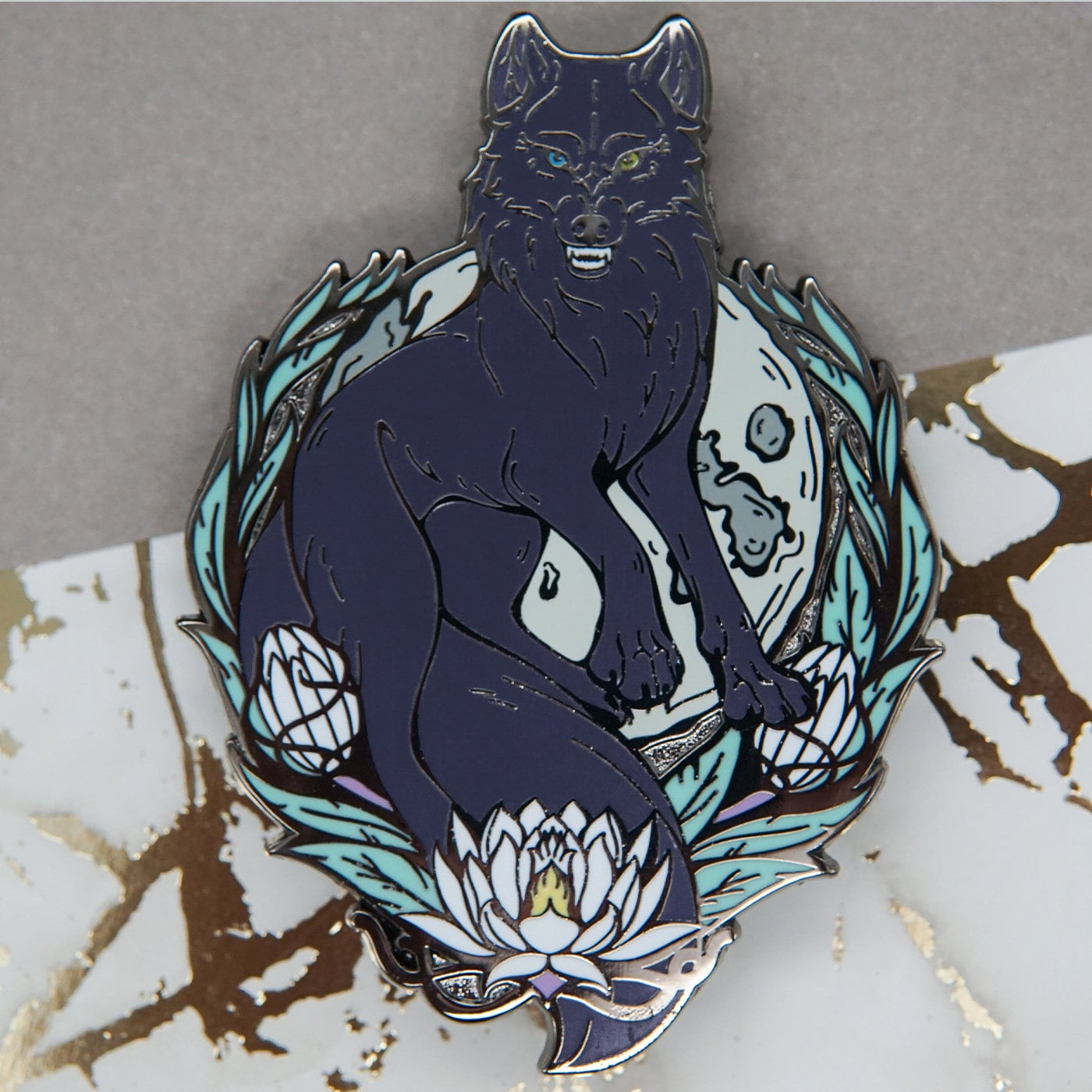 Darcia Enamel Pin | Darcia Pin Badge. Large 3.14 inch Black Nickel Hard Enamel Pin. Wolf's Rain enamel pin badge