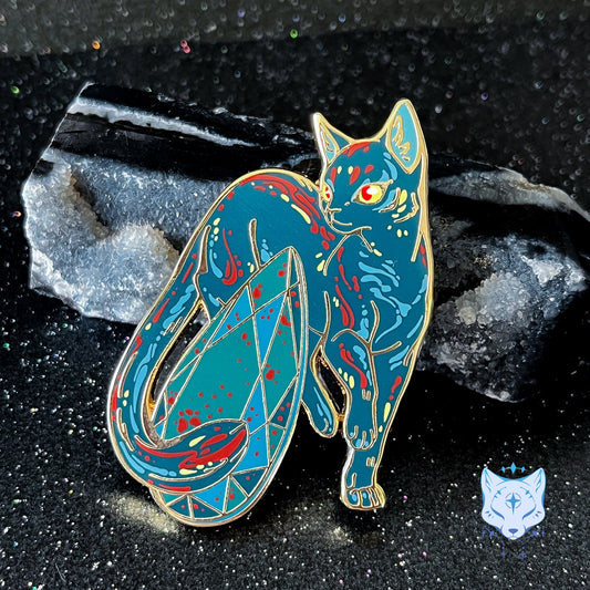 March Birthstone Pin - Bloodstone Cat Pin