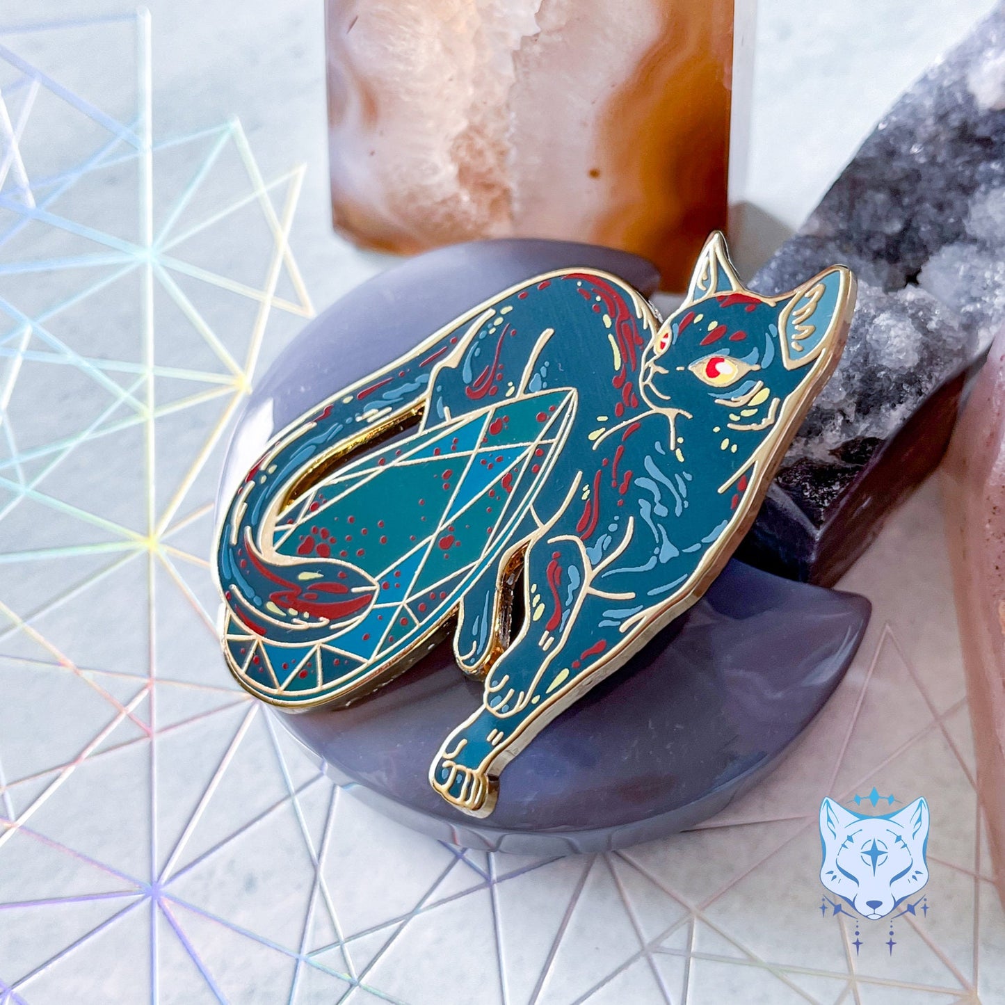 March Birthstone Pin - Bloodstone Cat Pin