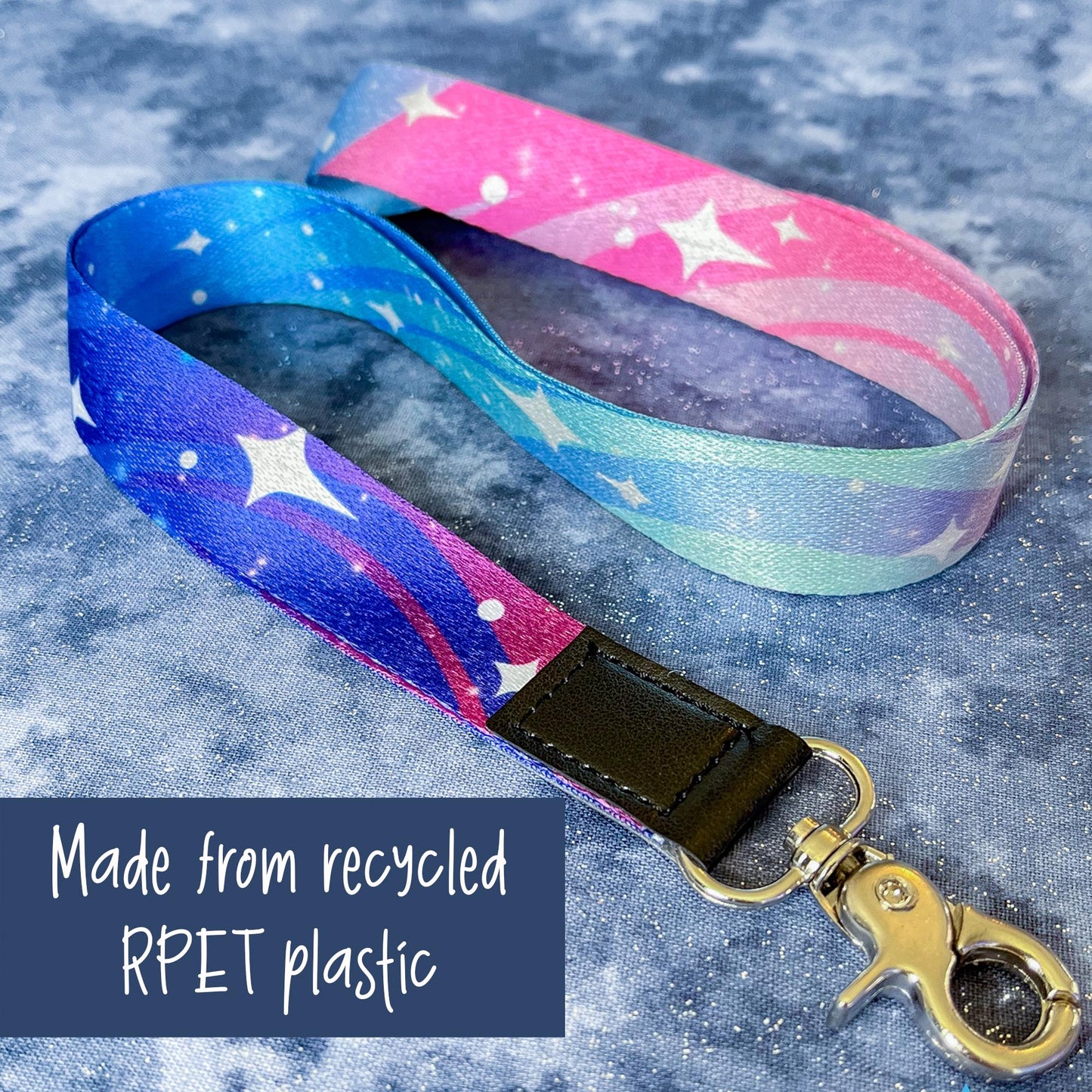 Stars or Starry Foxes | Lanyard made from eco recycled plastic | 90cm x 2cm | 2 designs