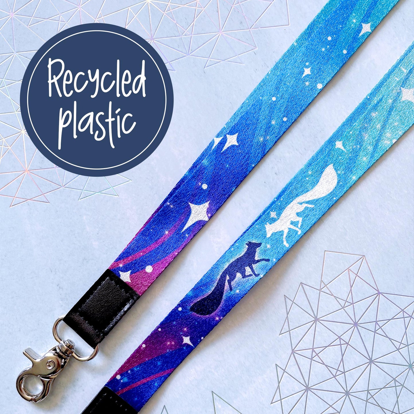 Stars or Starry Foxes | Lanyard made from eco recycled plastic | 90cm x 2cm | 2 designs