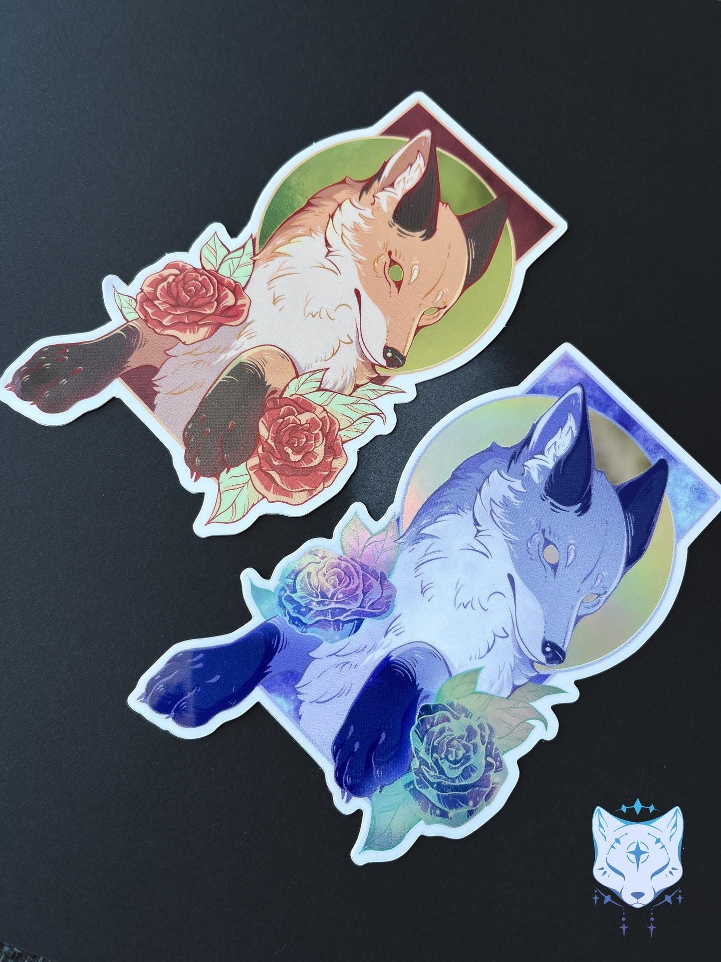 Fox Holographic Stickers | 10cm tall