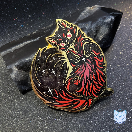 Soul Nebula Cat Enamel Pin: Pearlescent Purple Space Kitty