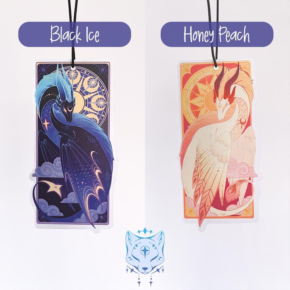 Moon Dragon Air Freshener - Double Sided - Black Ice Scent