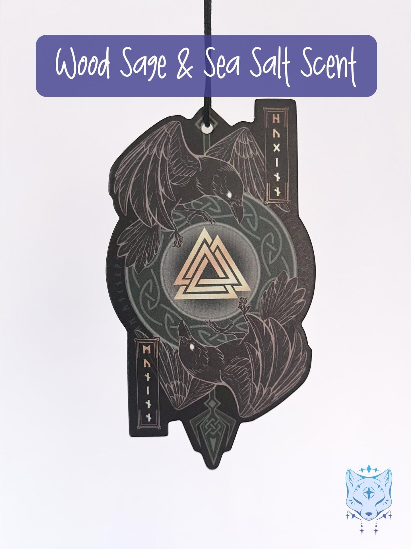 Odin's Ravens Air Freshener - Double Sided - Wood Sage & Sea Salt Scent