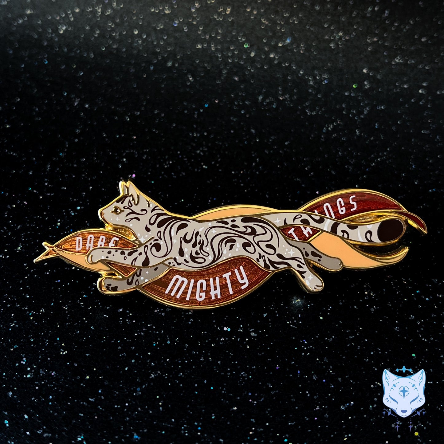 Comet LIMITED EDITION Cat Pin - 2.75" long Green Space Cat Pin
