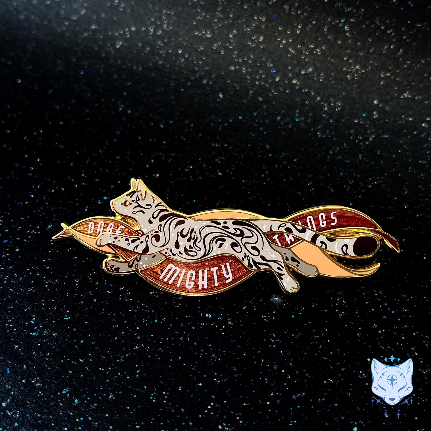 Comet LIMITED EDITION Cat Pin - 2.75" long Green Space Cat Pin