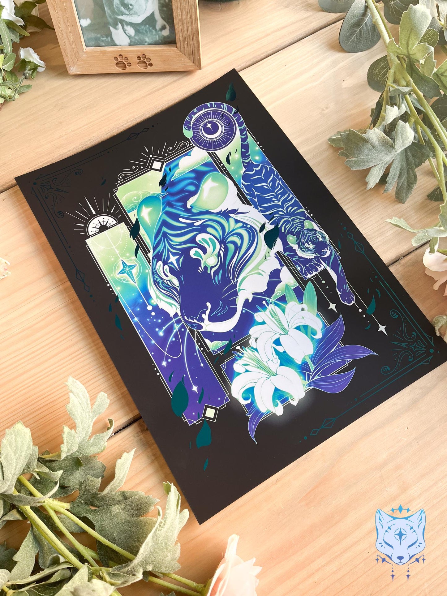 Teal Lunar Tiger - A4 LIMITED EDITION Teal Foil Art print | Signed & Numbered
