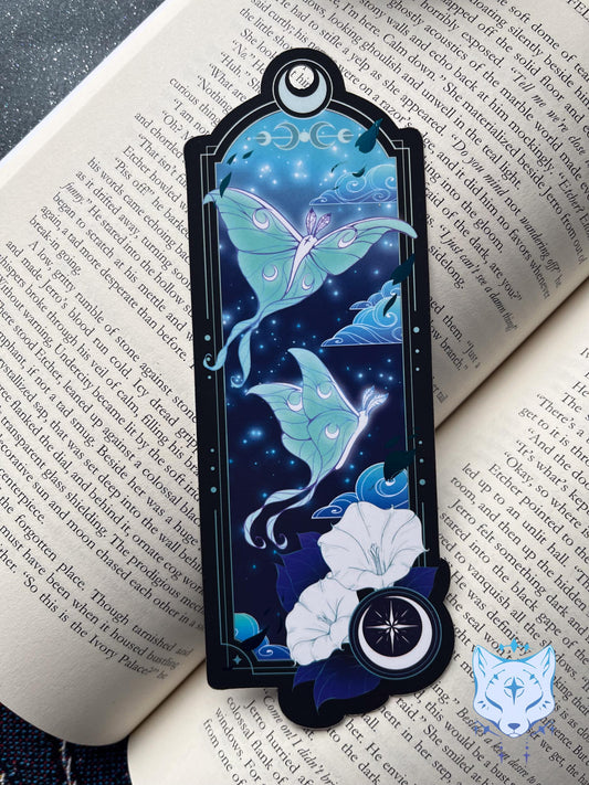 Lunar Moth Bookmark with teal foil detail