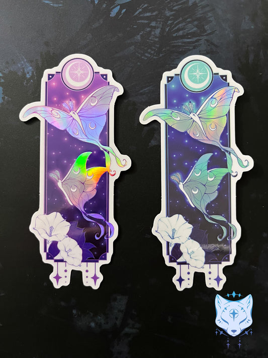 Lunar Moth Holographic Stickers | 11cm tall