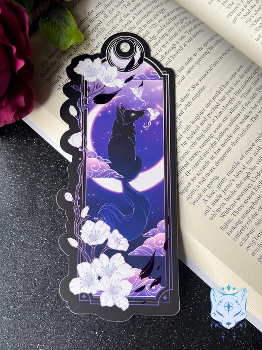 Purple and Black Fox Bookmark with foil detail