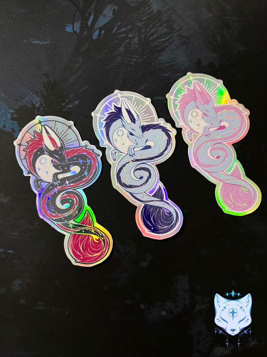 Draco Dragon Holographic stickers | 8cm tall