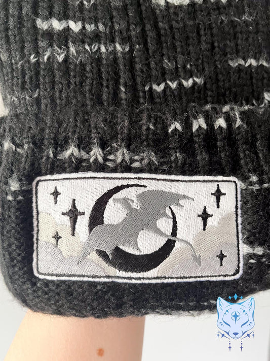 Black Moon Dragon - Embroidered Beanie