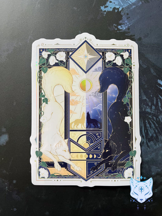 Night & Day Wolves | Holographic Stickers 11cm tall