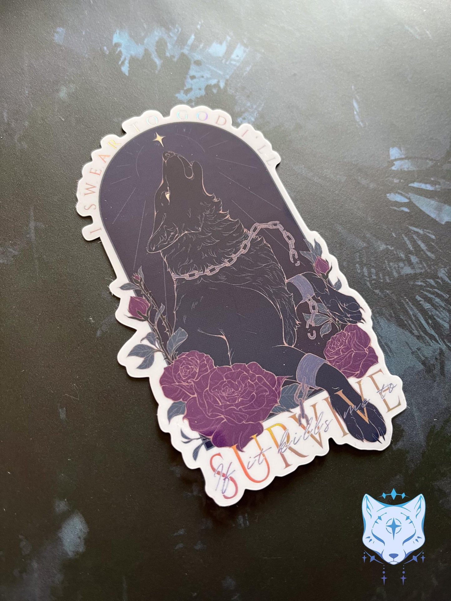Survive Wolf | Holographic Sticker 11cm tall
