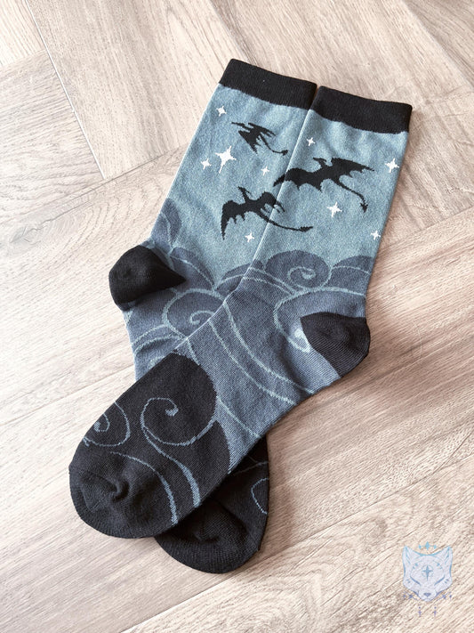 Grey & Black Dragon Socks.