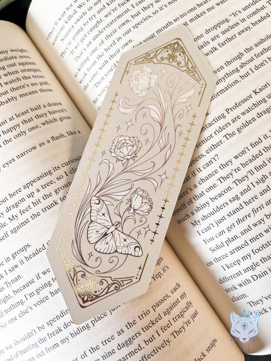 Floral Moth Foiled Paper Bookmark