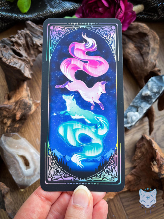Aurora Foxes Holographic Bookmark