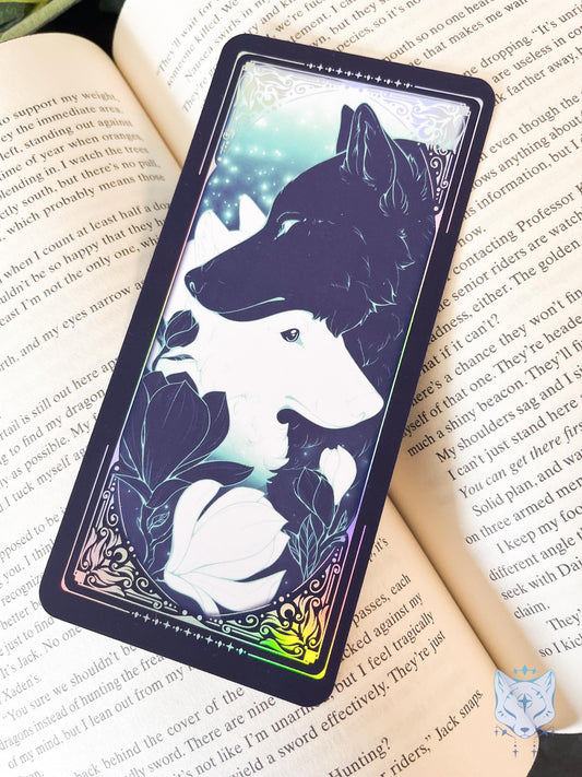 Yin Yang Wolves Holographic Bookmark