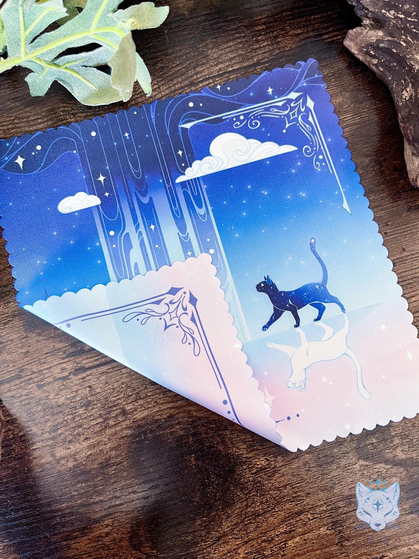 Celestial Mirror Cats Microfibre Lens Cloth: Double Sided