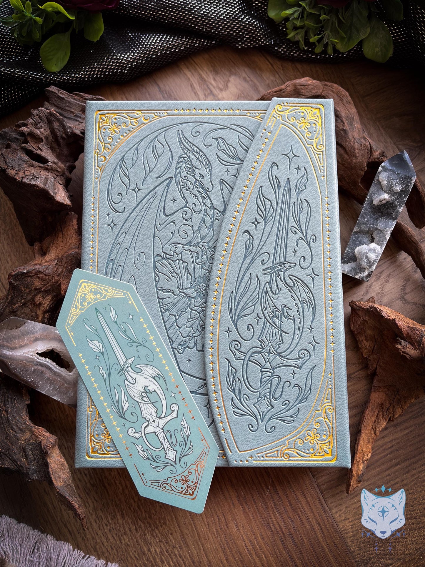 Floral Fantasy Dragon Hardback PU Leather Journal / Notebook