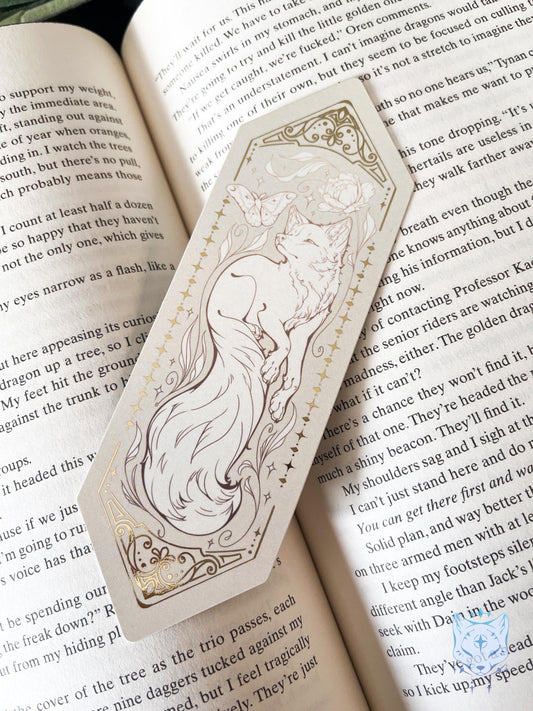 Fox & Moth Floral Foiled Paper Bookmark