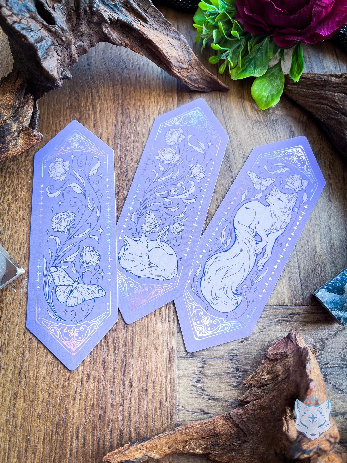 Floral Moth Foiled Paper Bookmark