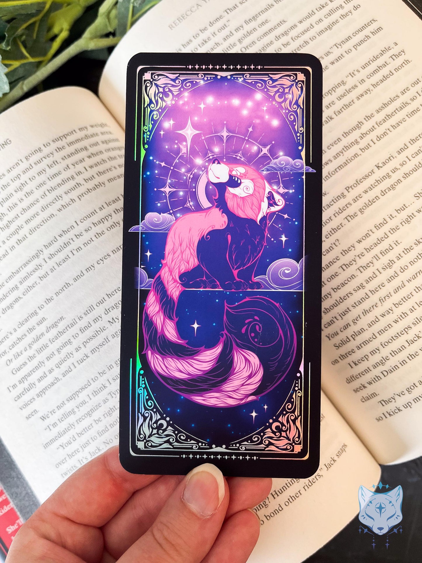 Purple Red Panda Holographic Bookmark