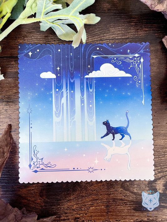 Celestial Mirror Cats Microfibre Lens Cloth: Double Sided