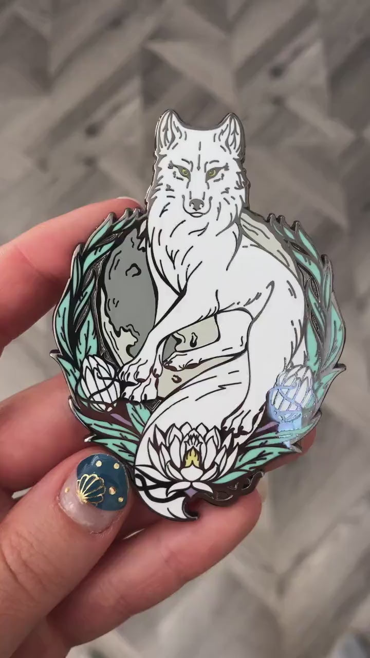 Kiba Enamel Pin. Kiba Pin Badge. Large 3.14 inch Black Nickel Hard Enamel Pin. Wolf's Rain enamel pin badge