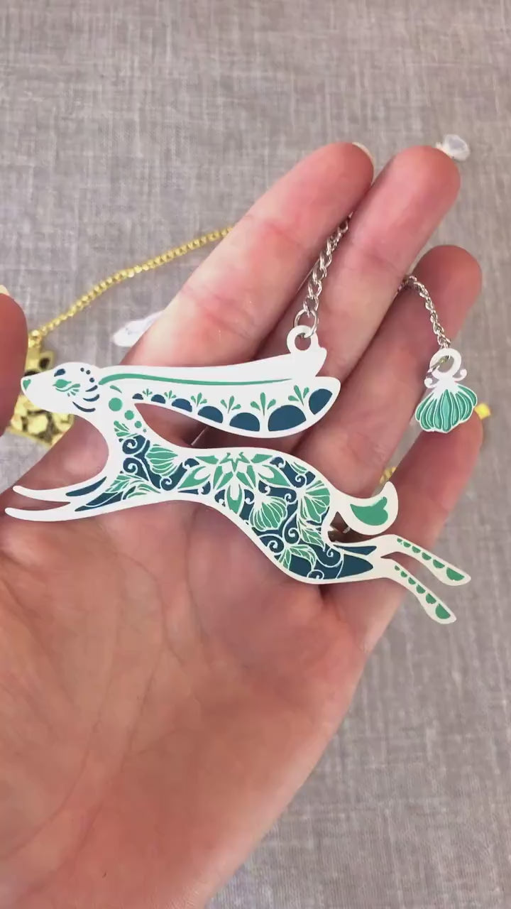 Floral Jade Rabbit Metal Bookmark