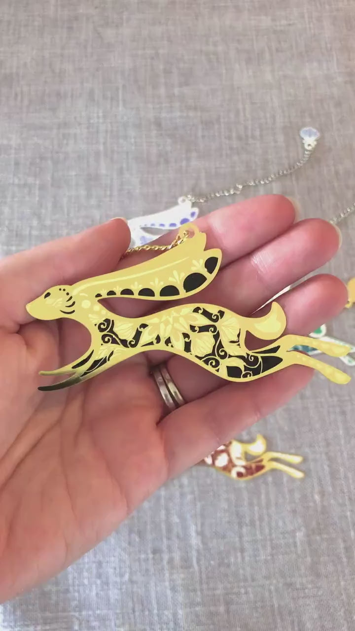 Floral Rabbit Metal Bookmark