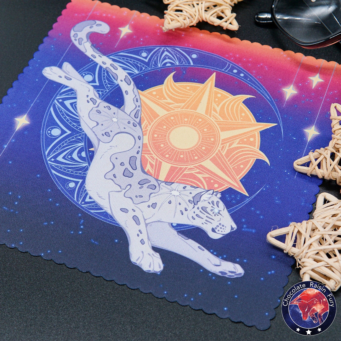 Sun & Moon Double Sided 18cm Lens Cleaning Cloth / - Microfibre cloth / - Leopard Moon / - Sun Tiger / -