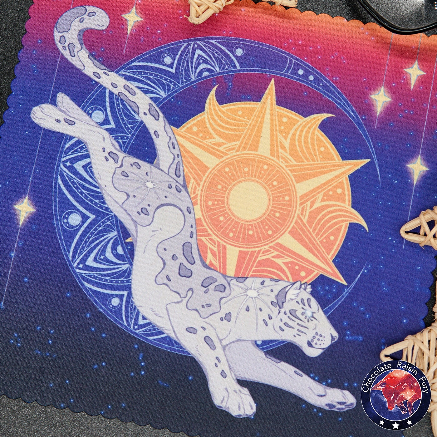 Sun & Moon Double Sided 18cm Lens Cleaning Cloth / - Microfibre cloth / - Leopard Moon / - Sun Tiger / -