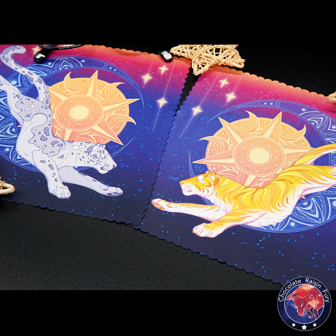 Sun & Moon Double Sided 18cm Lens Cleaning Cloth / - Microfibre cloth / - Leopard Moon / - Sun Tiger / -