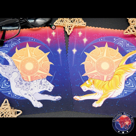 Sun & Moon Double Sided 18cm Lens Cleaning Cloth / - Microfibre cloth / - Leopard Moon / - Sun Tiger / -