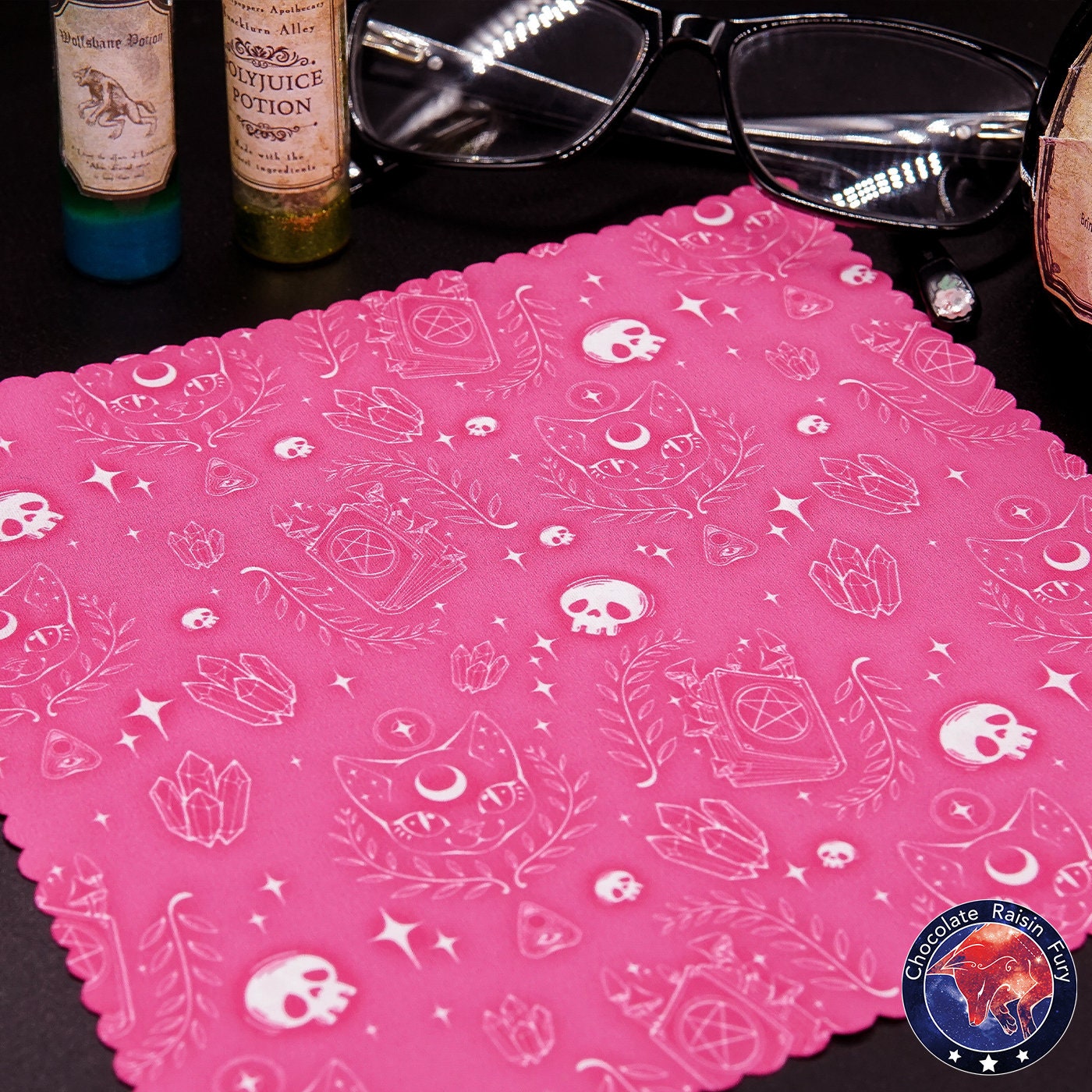 Witchy cat - Double Sided 18cm Lens Cleaning Cloth