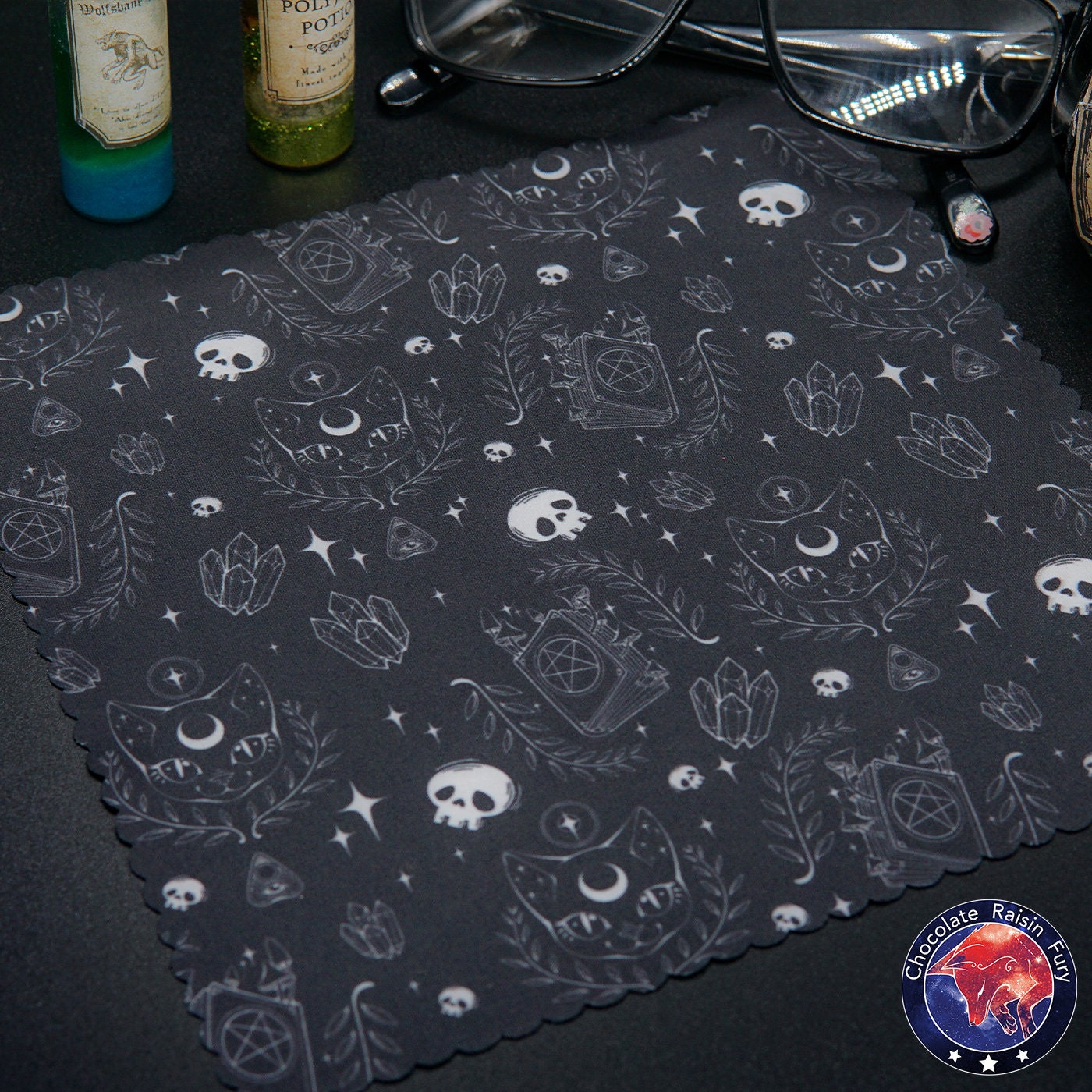 Witchy cat - Double Sided 18cm Lens Cleaning Cloth