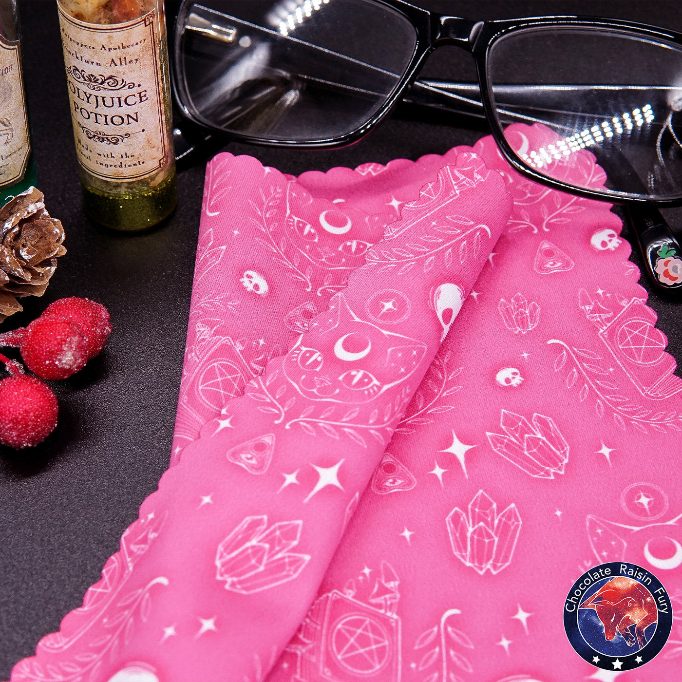 Witchy cat - Double Sided 18cm Lens Cleaning Cloth